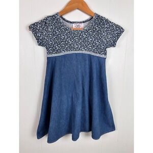 Vintage Y2K Zoey Girls Denim Dress Blue‎ Floral Top Short Sleeve Girls 6X